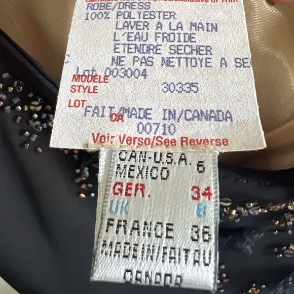 Joseph Ribkoff Vintage Cocktail Midi Gown Black Beaded Floral Women’s 6 RARE - Picture 8 of 12